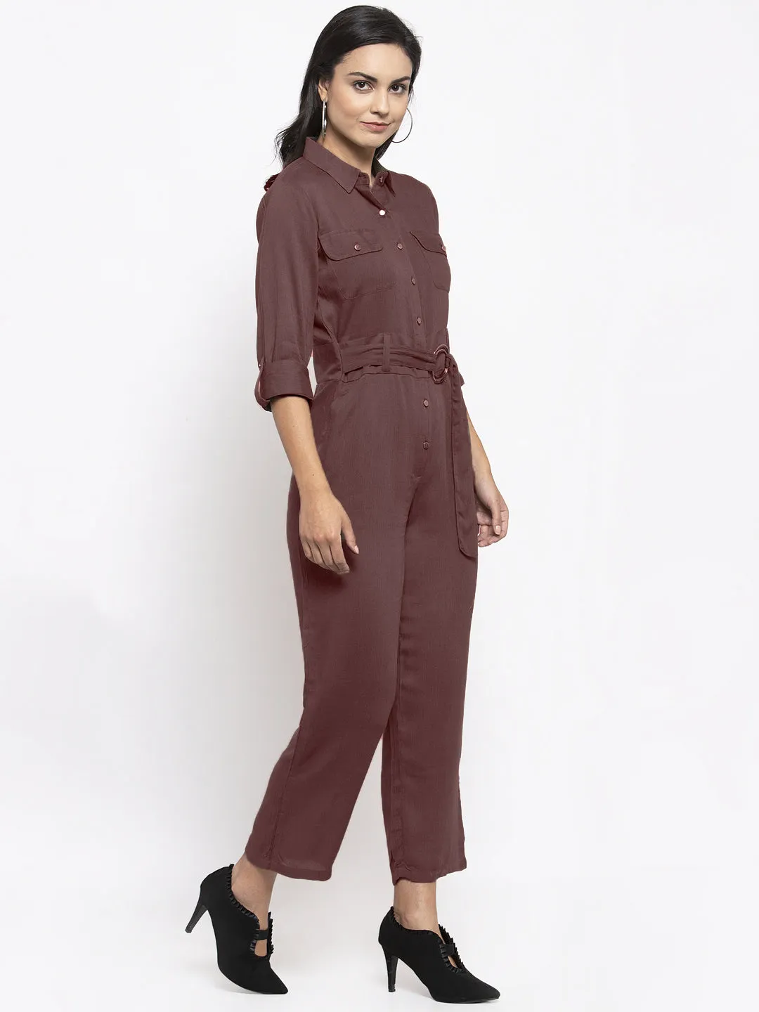 Jashvi Women Brown Solid Jumpsuit