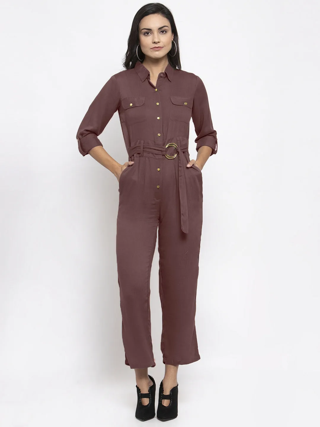 Jashvi Women Brown Solid Jumpsuit