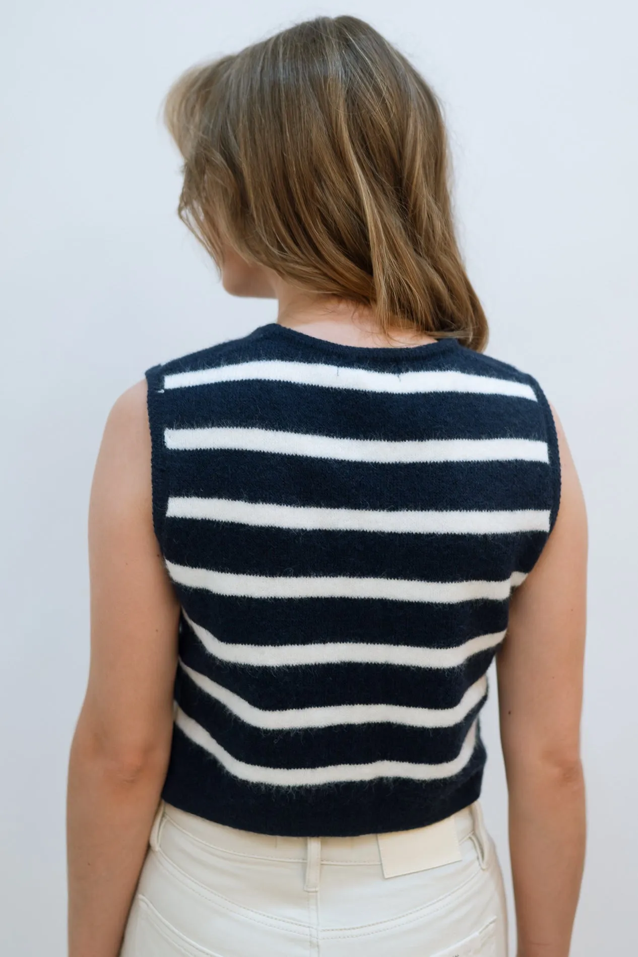 Kay Sleeveless Stripe Top - Navy