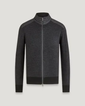 kelby zip cardigan Houndstooth Merino Wool - Charcoal