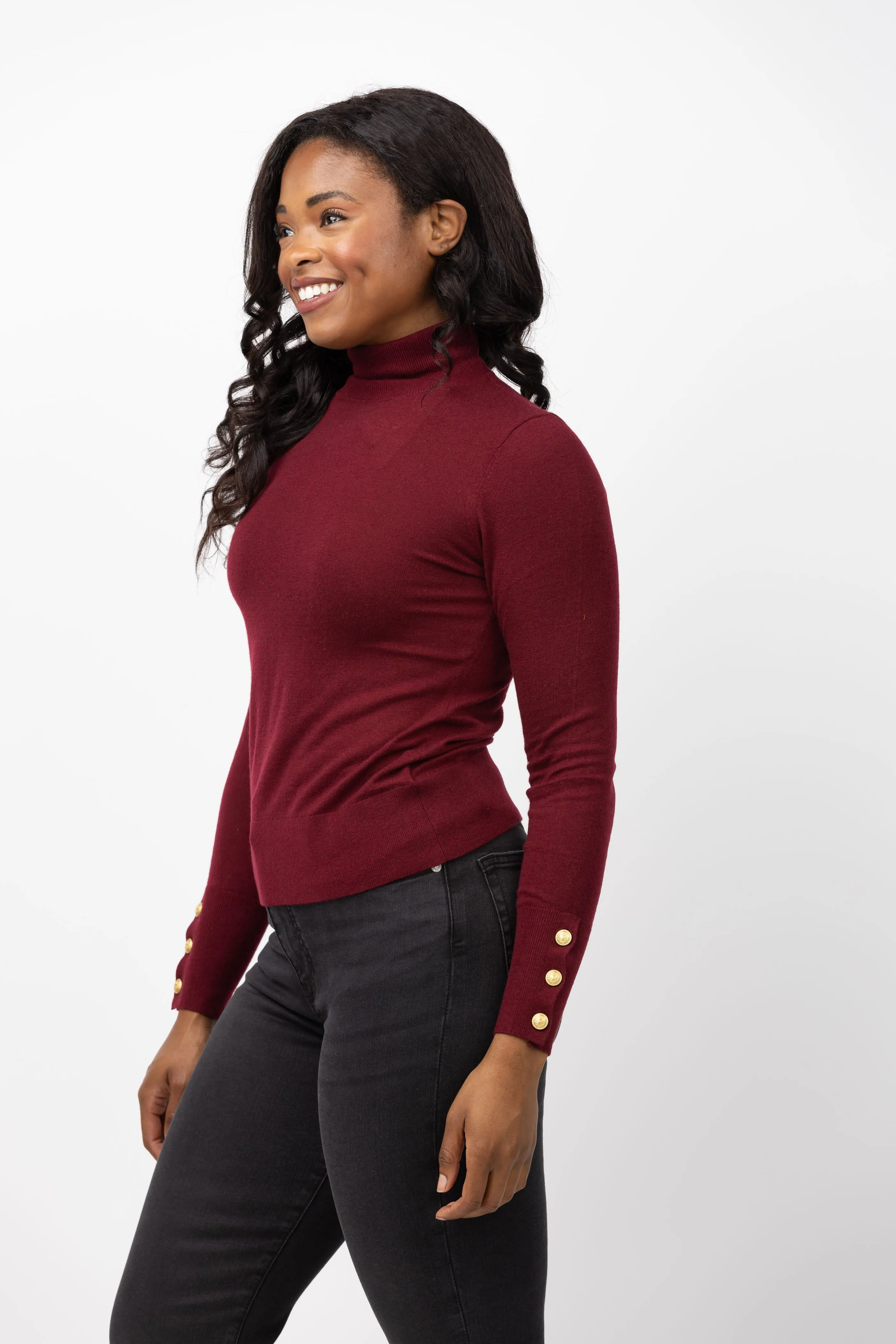 Lagence Flora Turtleneck Sweater in Syrah/Gold