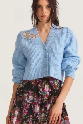 Larsa Crop Cardigan - BLUE HAZE