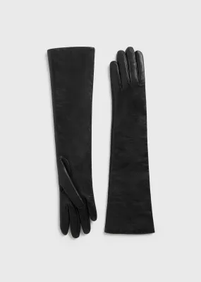 Long leather gloves black