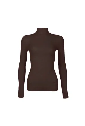 Long Sleeve Mock Turtleneck - Chocolate