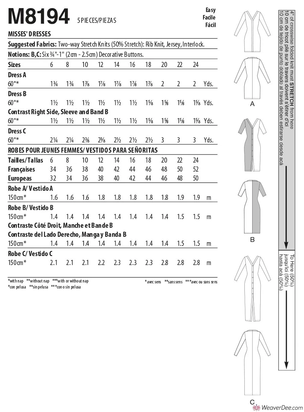 McCall's Pattern M8194 Misses' Bodycon Dresses