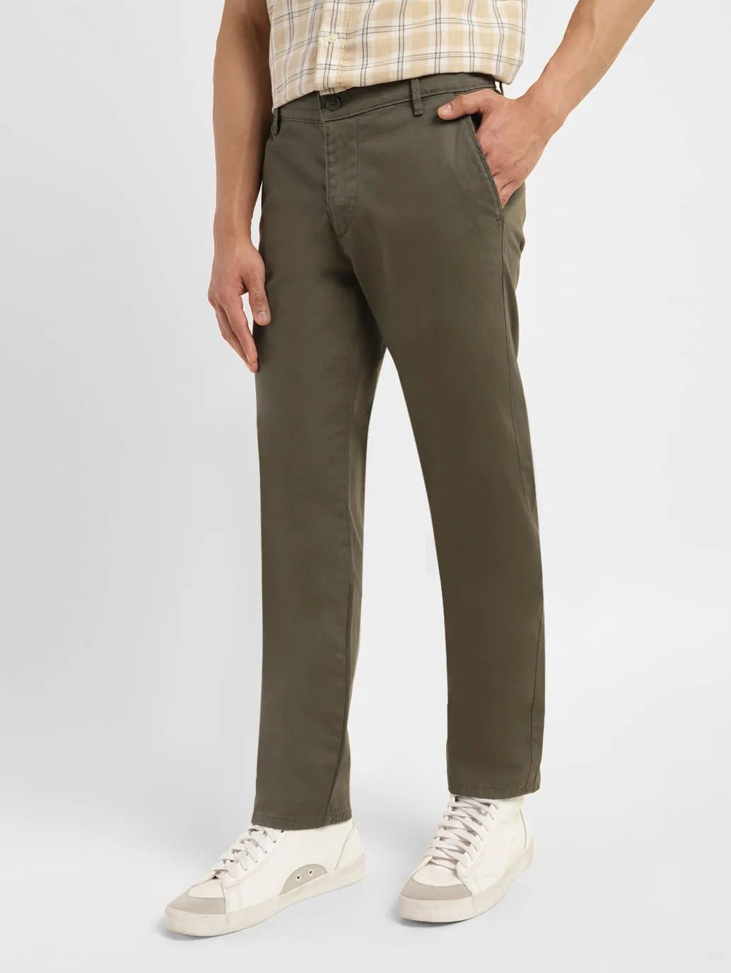 Men's Green Loose Fit Chinos