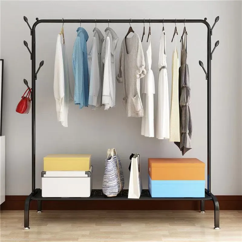 Metal 7 Hook Garment Rack Clothes Coat Stand 150cm-Black