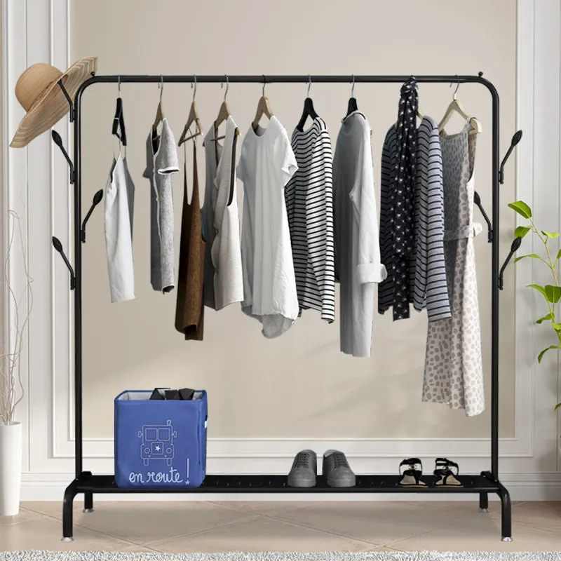 Metal 7 Hook Garment Rack Clothes Coat Stand 150cm-Black