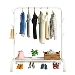 Metal 7 Hook Garment Rack Clothes Coat Stand 150cm-White