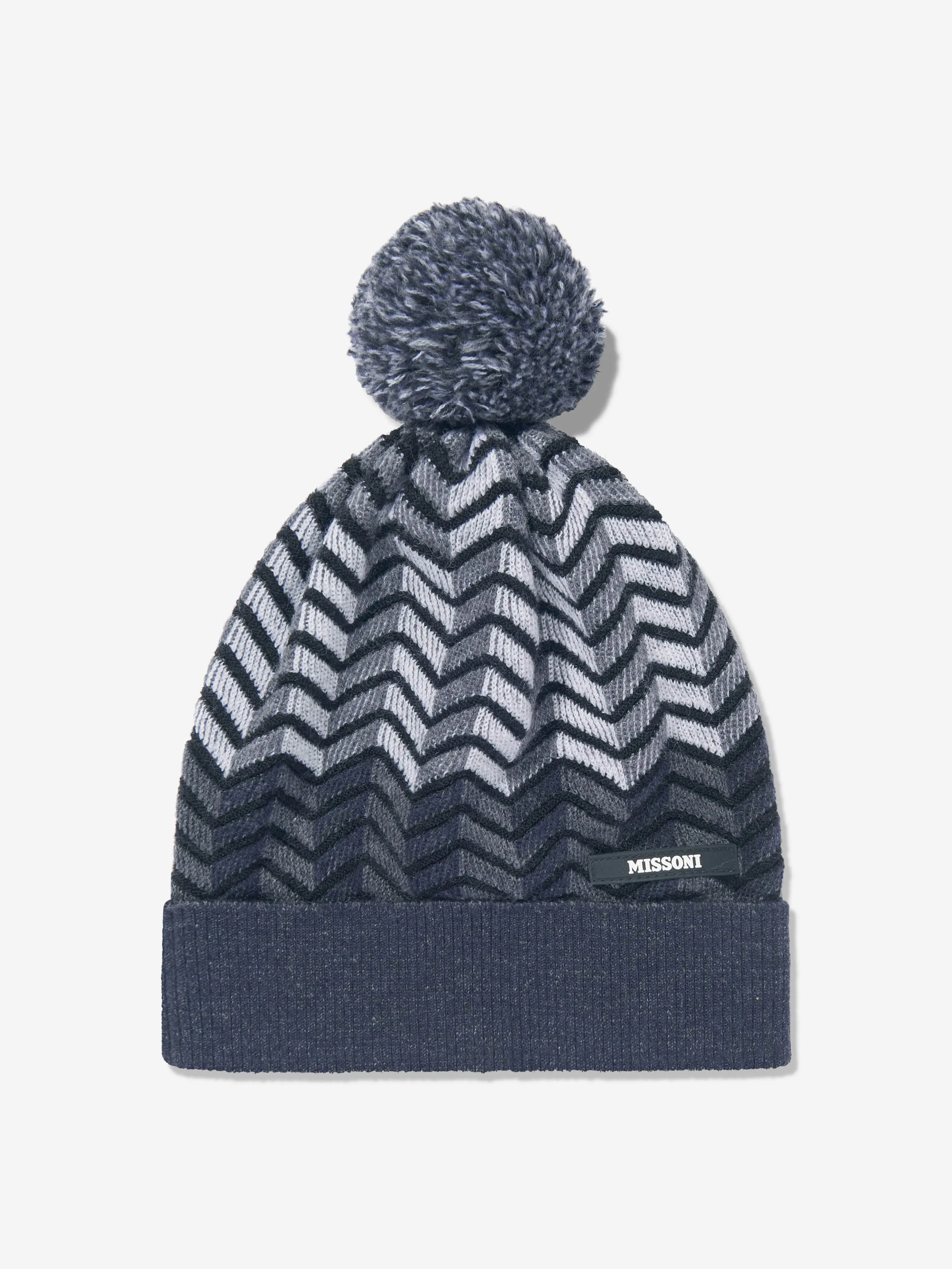 Missoni Boys Wool Zigzag Bobble Hat in Black