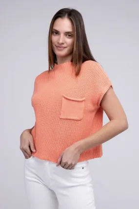 Mock Neck Short Sleeve Cropped Sweater - online exclusive