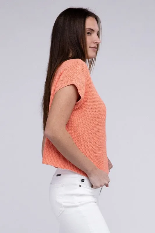 Mock Neck Short Sleeve Cropped Sweater - online exclusive