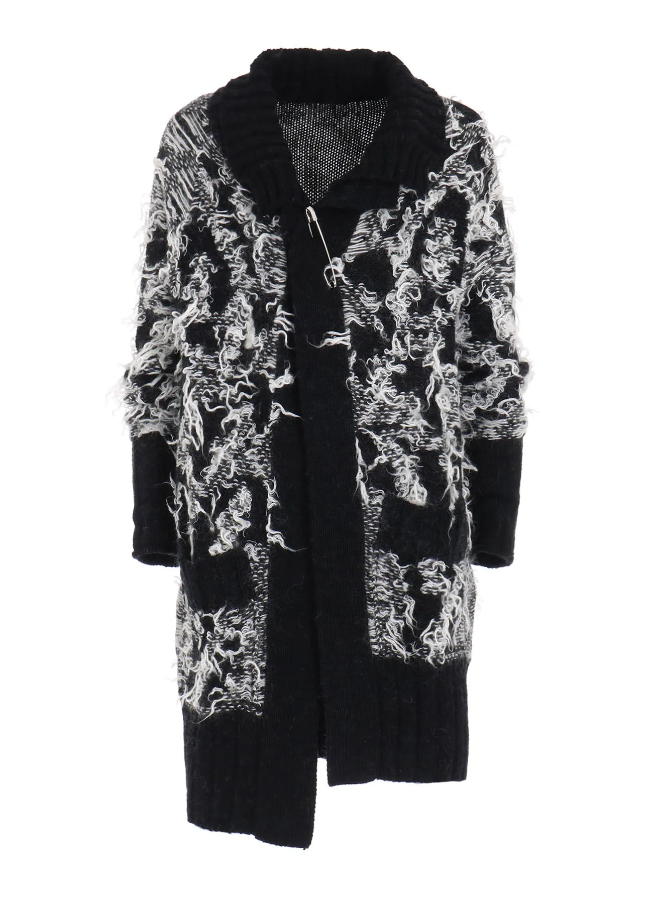 MOHAIR JACQUARD QUILT PIN KNIT CARDIGAN