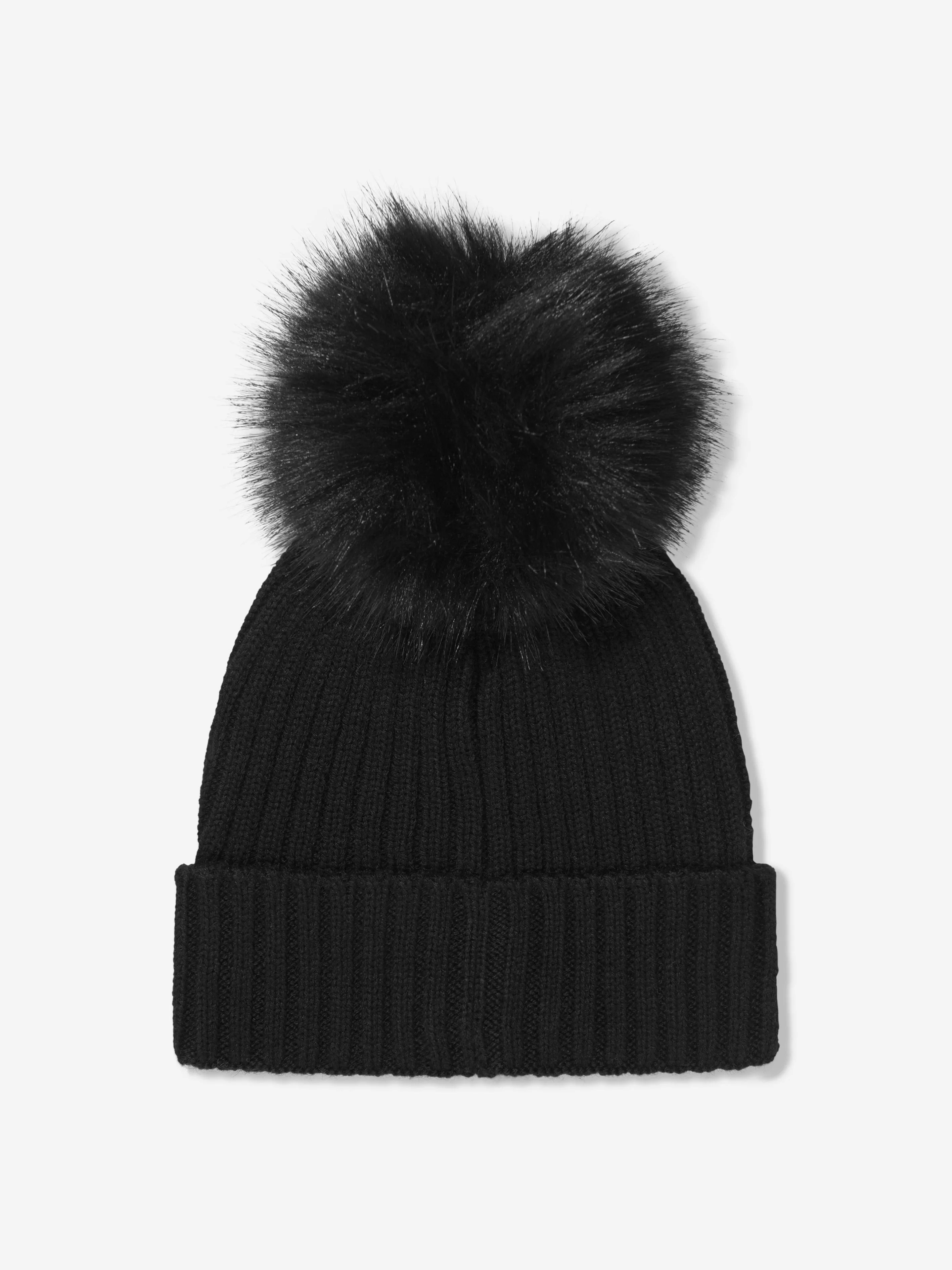 Monnalisa Girls Diamante Pom Pom Hat in Black