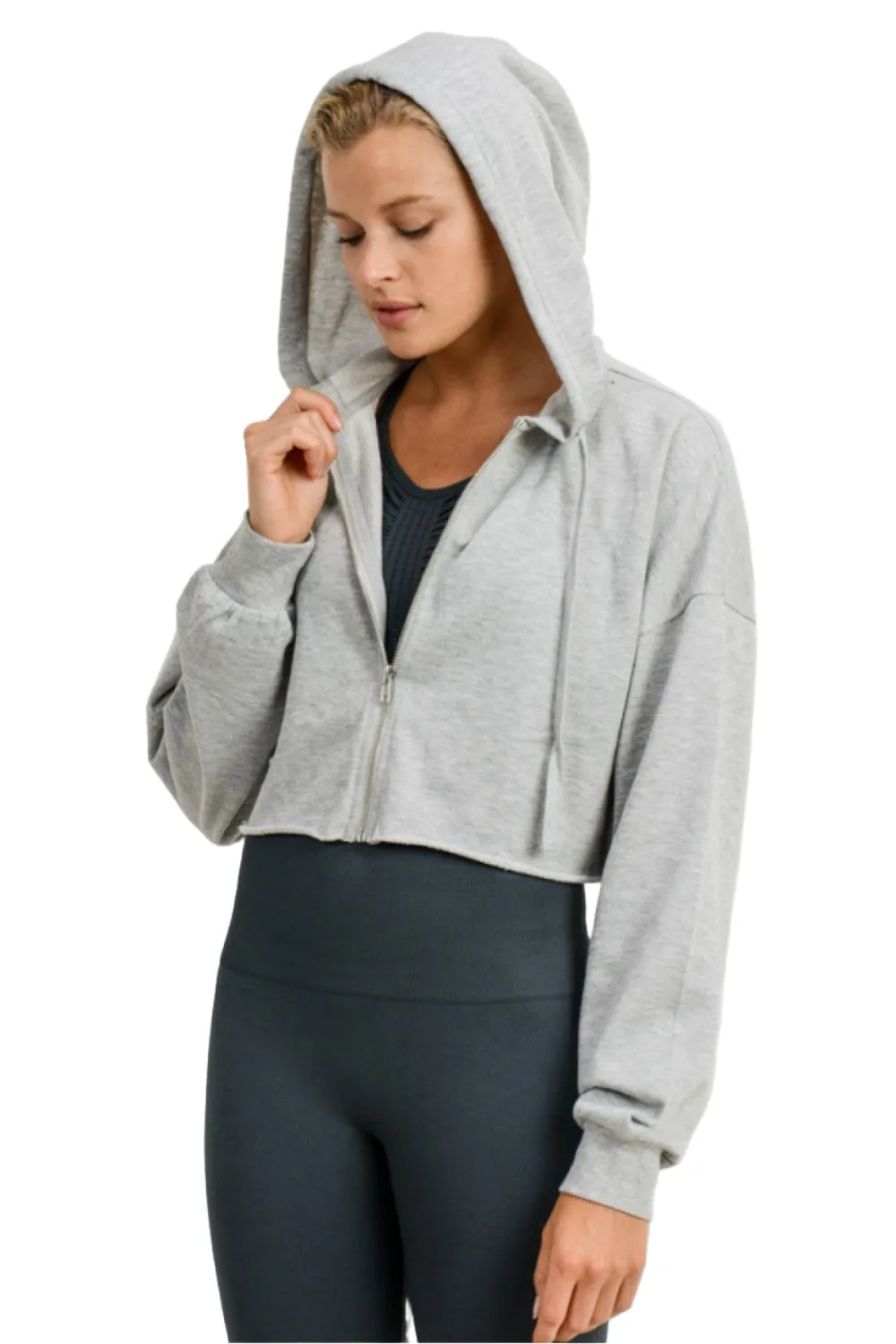 Mono B French Terry Cropped Zip Up Hoodie 9755