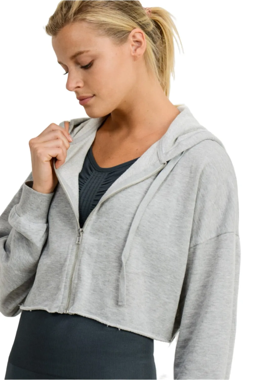 Mono B French Terry Cropped Zip Up Hoodie 9755