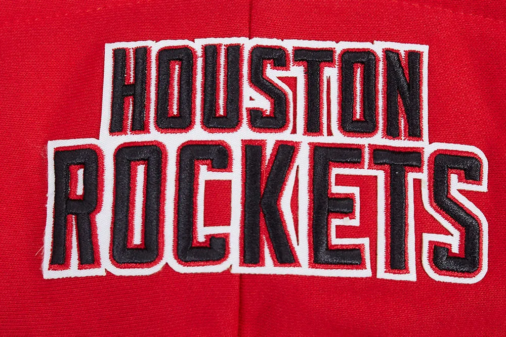 NBA HOUSTON ROCKETS SCRIPT TAIL WOMEN'S RIB FLC CROPPED PO HOODIE (RED/BLACK)