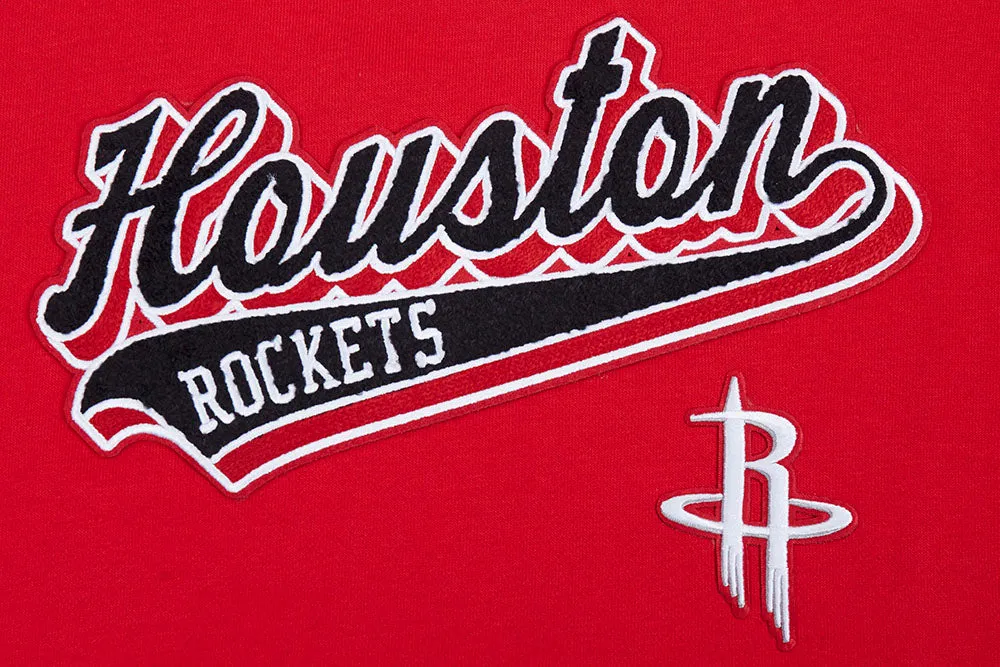 NBA HOUSTON ROCKETS SCRIPT TAIL WOMEN'S RIB FLC CROPPED PO HOODIE (RED/BLACK)