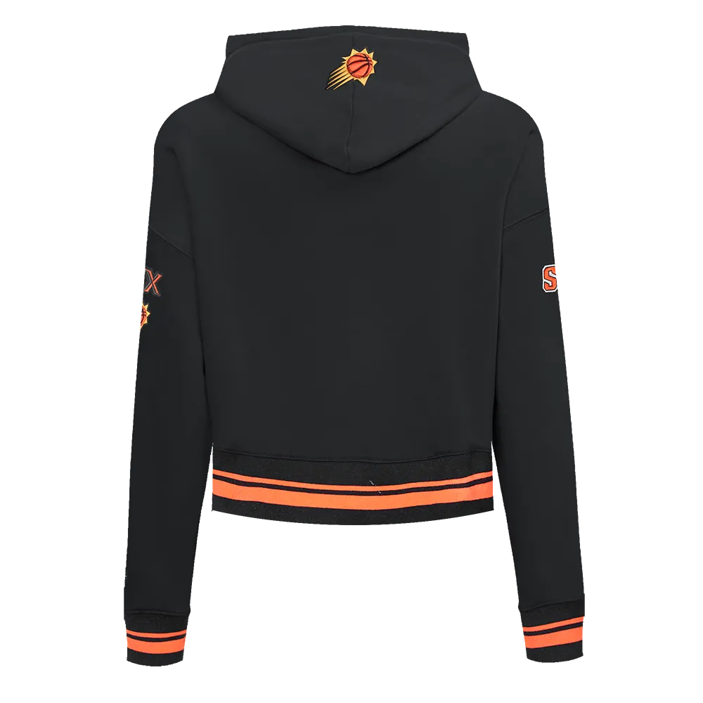 NBA PHOENIX SUNS RETRO CLASSIC WOMEN'S RIB CROPPED PO HOODIE (BLACK/ORANGE)