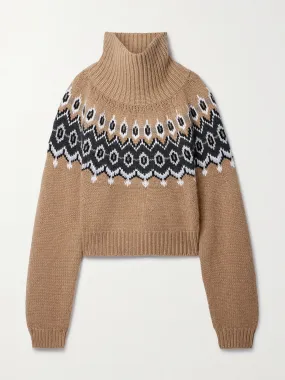 Oversized Fair Isle cashmere-blend turtleneck sweater