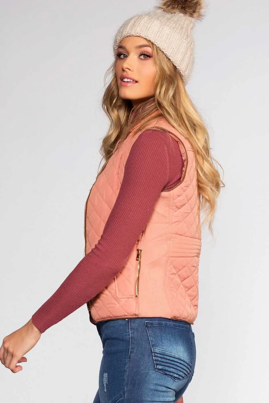 Pinetop Quilted Vest - Blush