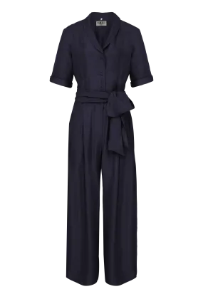 Planet Rayon Jumpsuit Navy Blue