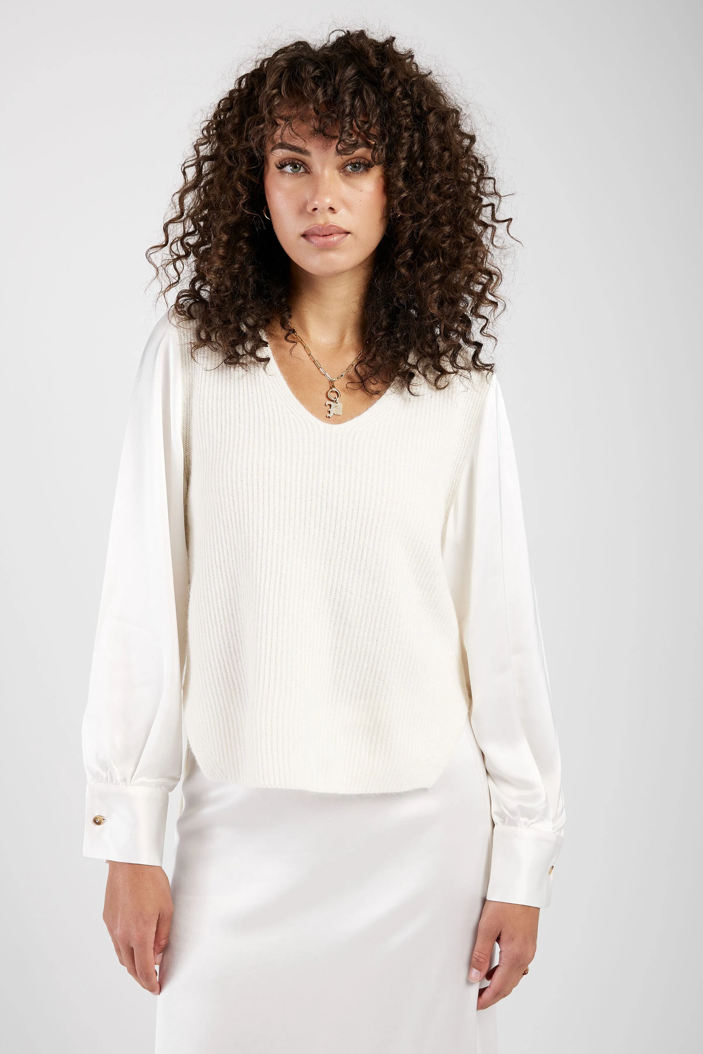 Platinum and Mohair Sweater in Raffia