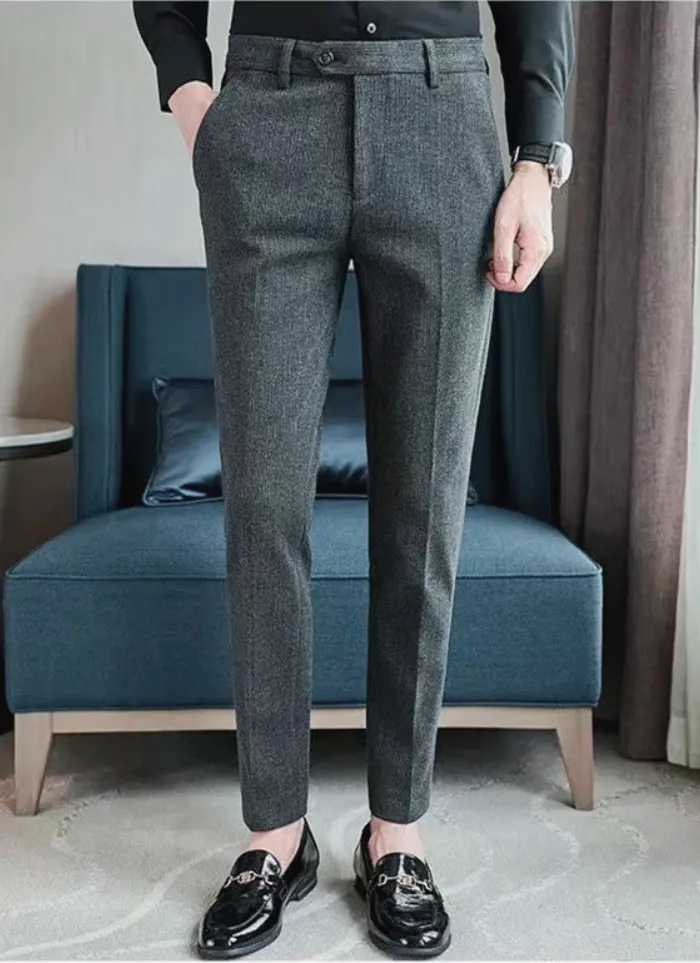 Pleated Wool Trousers - grey