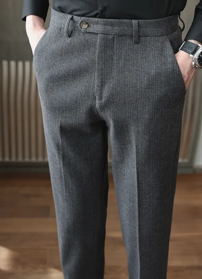 Pleated Wool Trousers - grey