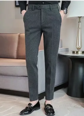 Pleated Wool Trousers - grey