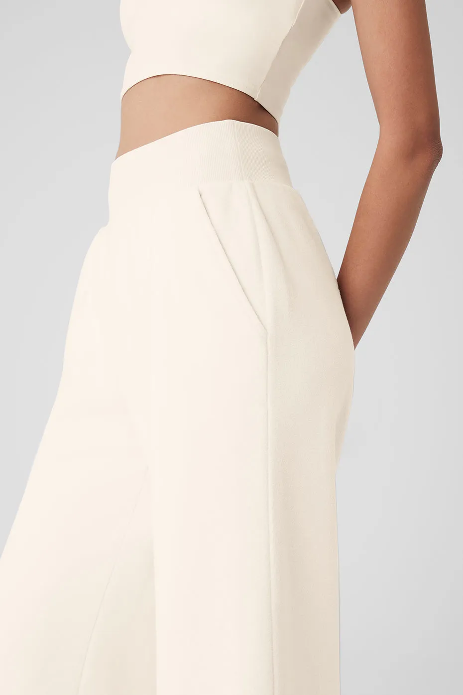 Polar Fleece High-Waist Snowdrift Wide Leg Pant - Ivory