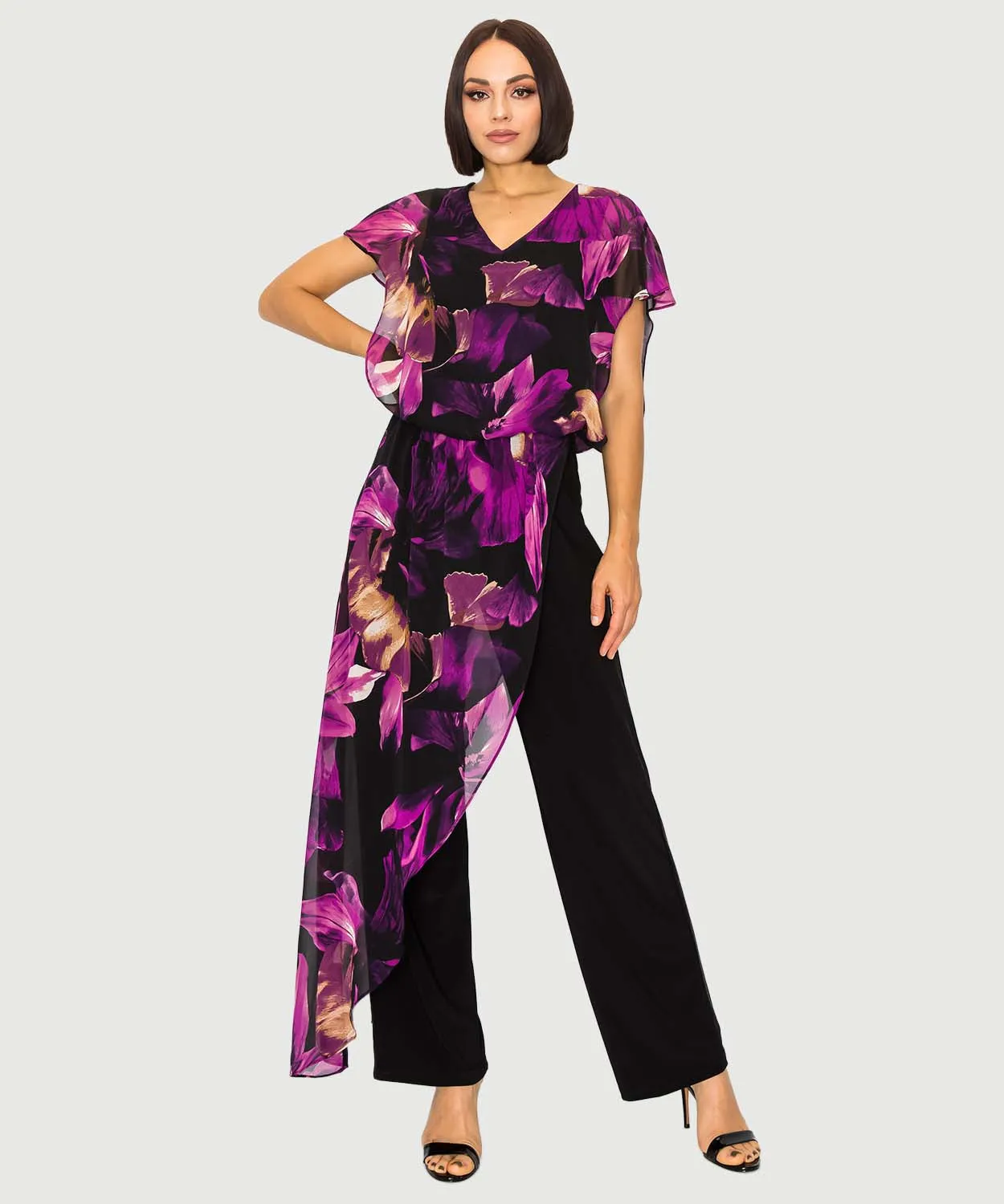 Printed Jumpsuit With Asymmetrical Lateral Fall