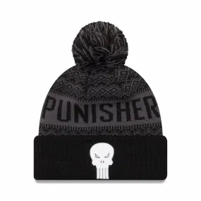 Punisher Symbol Wintry Pom Pom Beanie