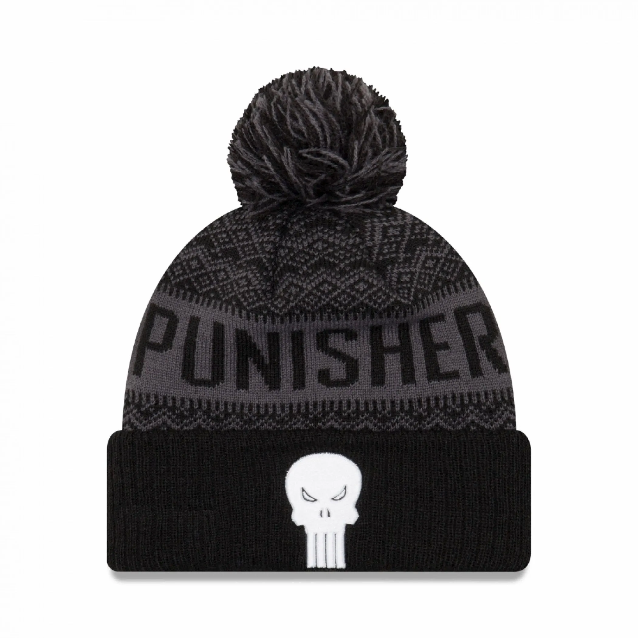 Punisher Symbol Wintry Pom Pom Beanie