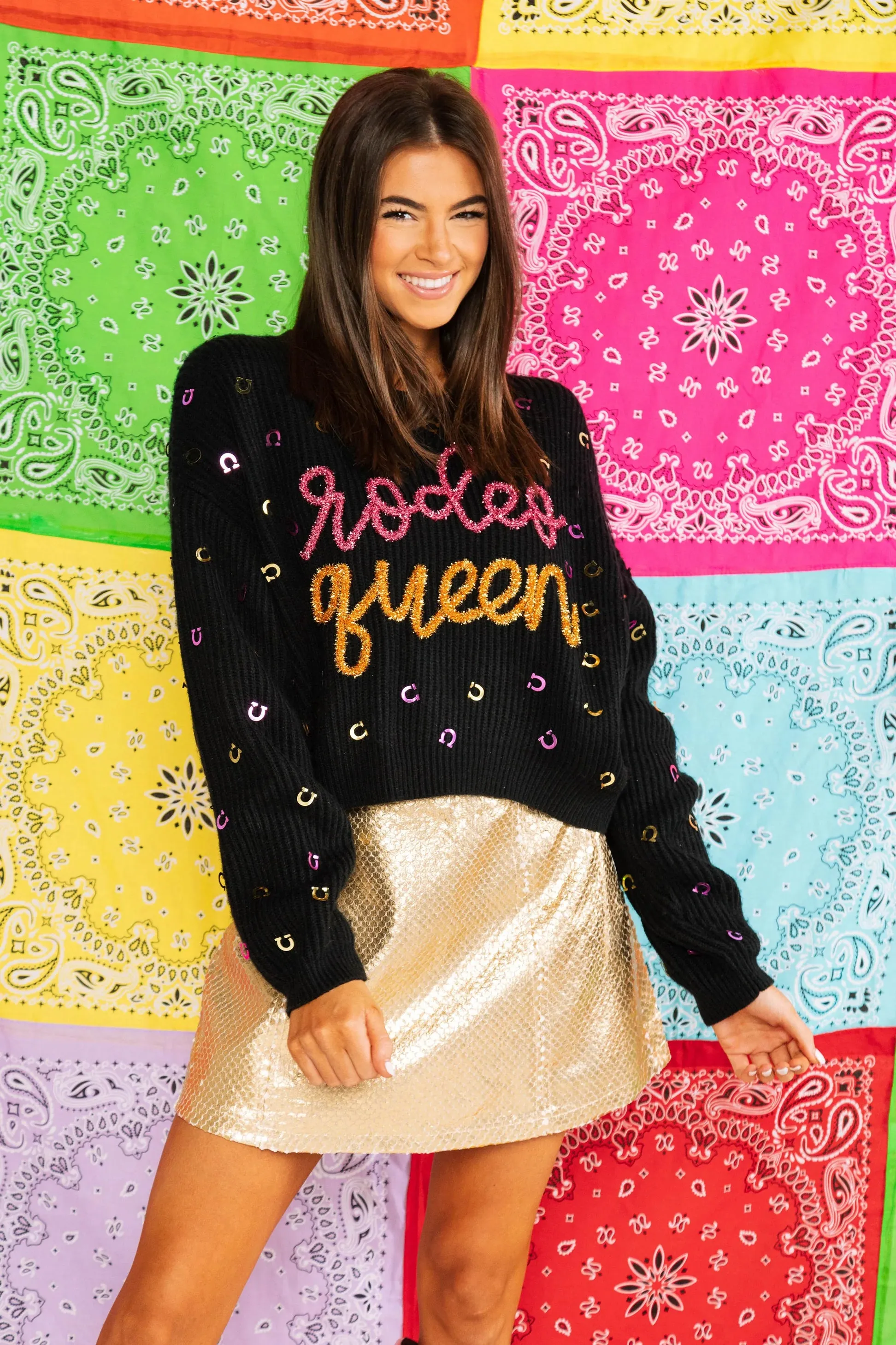 Queen of Sparkles Rodeo Queen Horseshoe Sweater