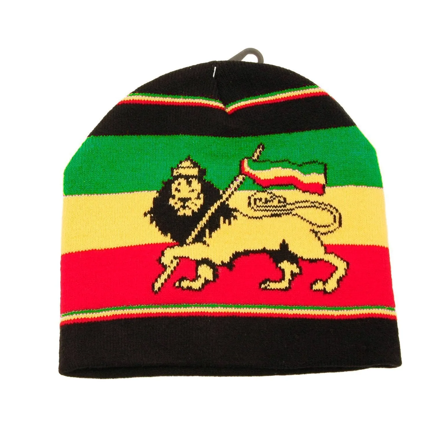 Rastafari Lion of Judah Rasta Stripes Black Beanie Cap