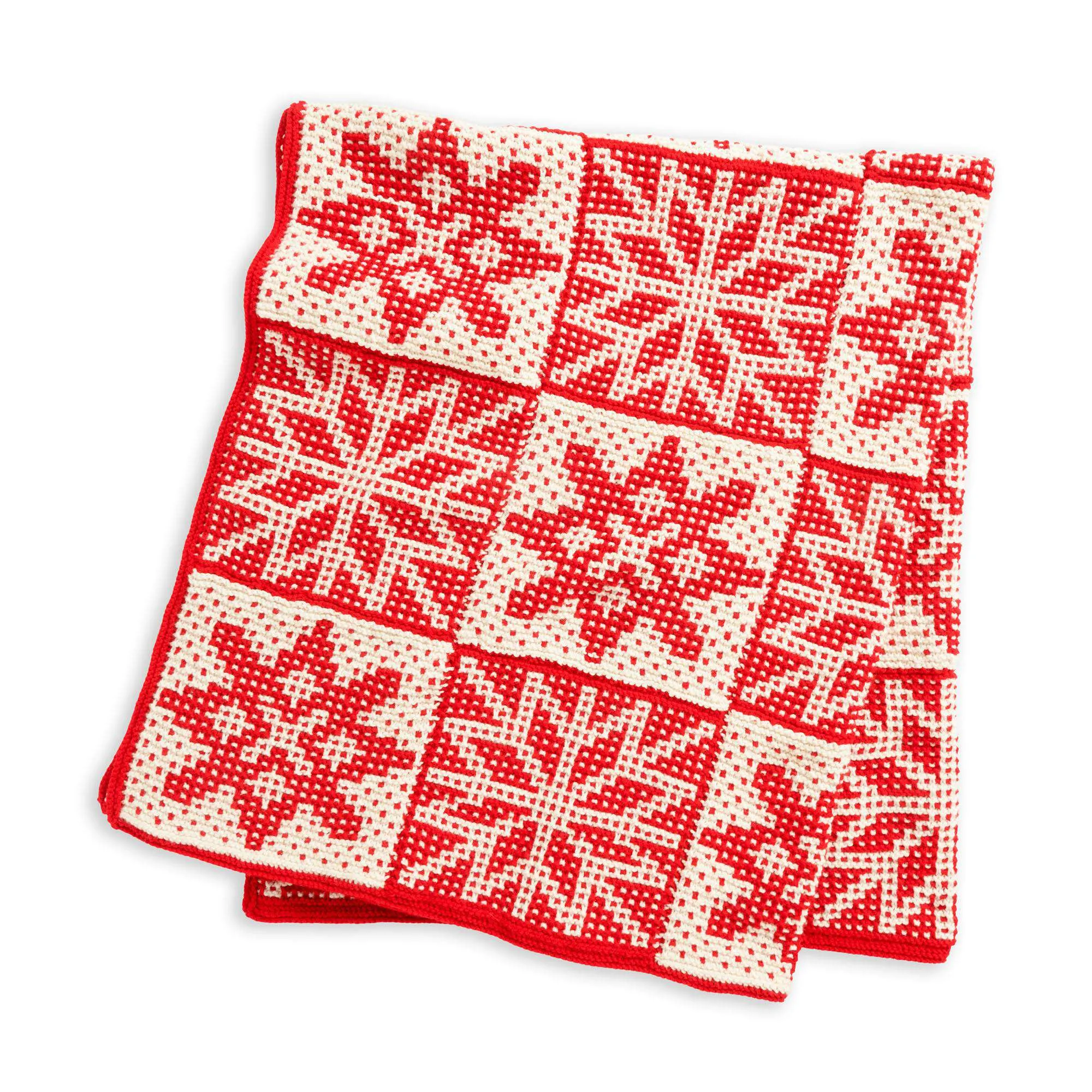 Red Heart Mosaic Knit Snowflakes Blanket