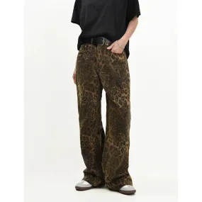 Retro High Waist Straight Hip-hop Printed Pants