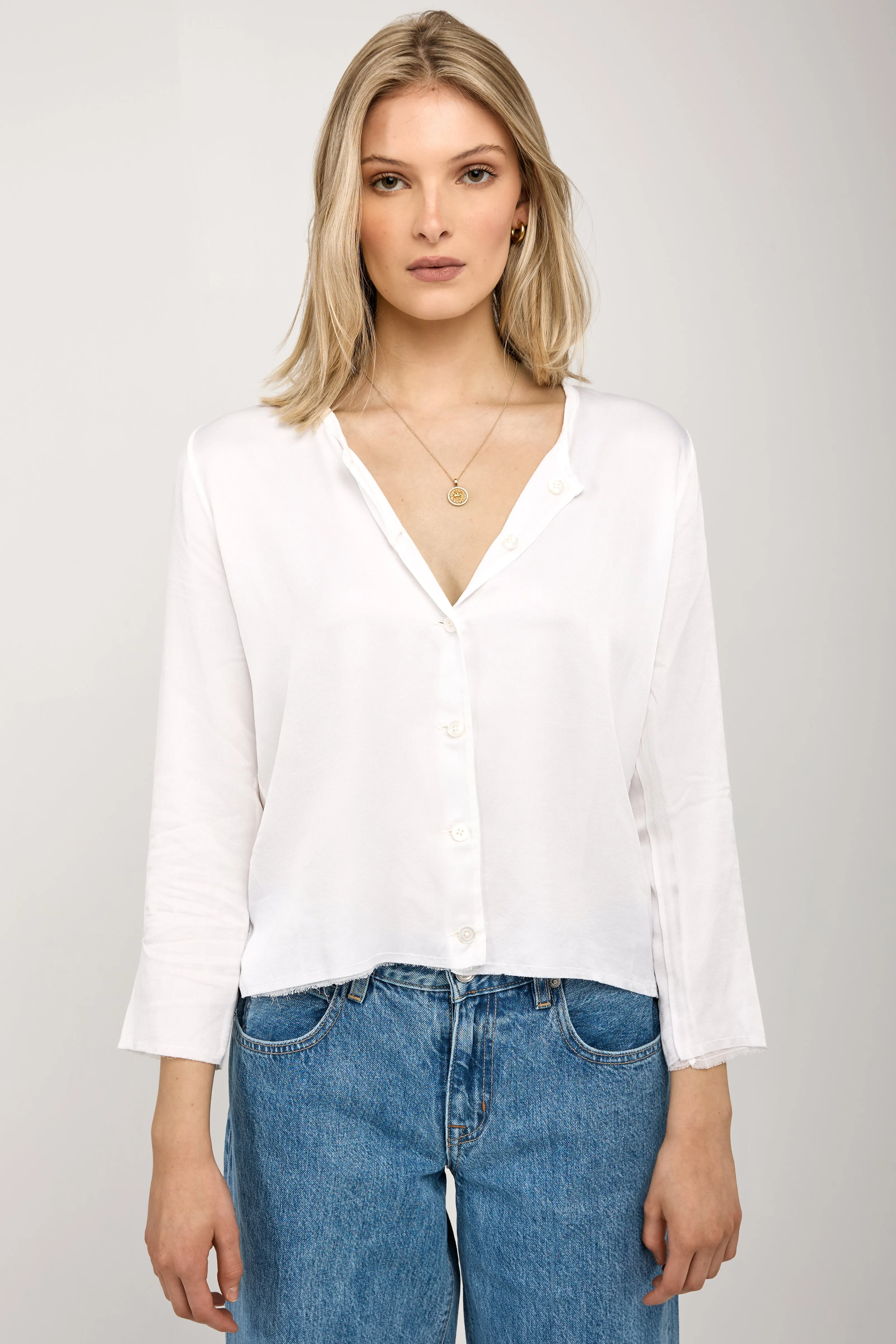 Reversible Cardigan Top in White