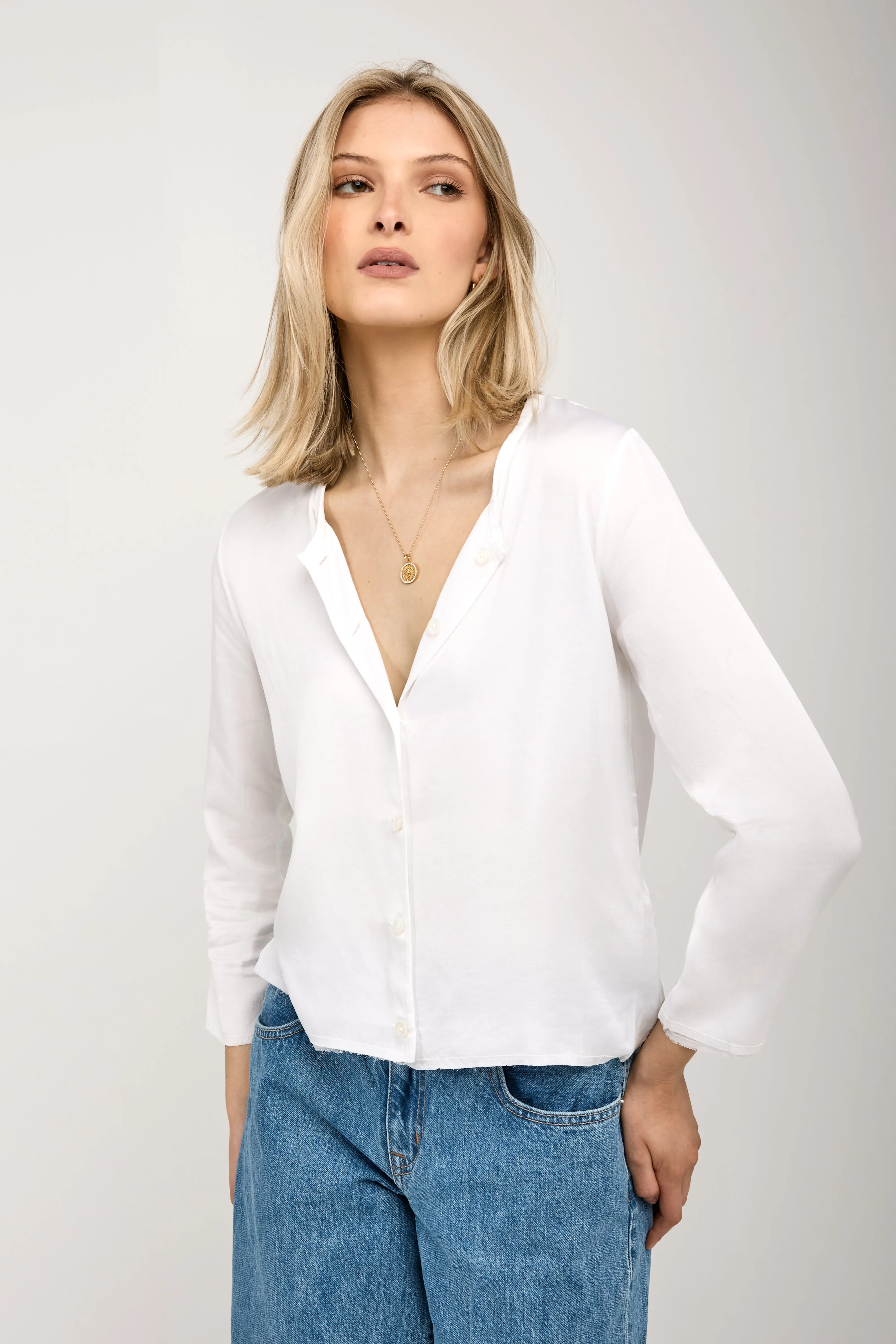 Reversible Cardigan Top in White