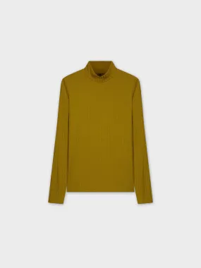 RIBBED JERSEY TURTLENECK-GOLD