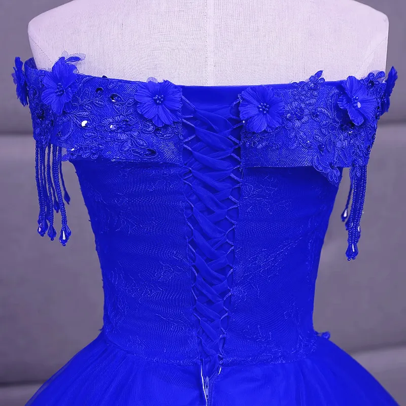 Royal Blue Sequins Beaded Tulle Sweet 16 Dress, Royal Blue Long Formal Dress