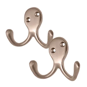 Satin Nickel Double Robe Coat Hooks