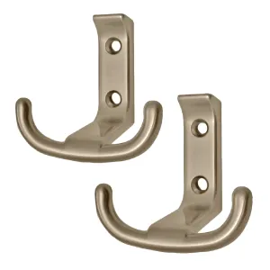 Satin Nickel Large Tee Double Coat Hooks