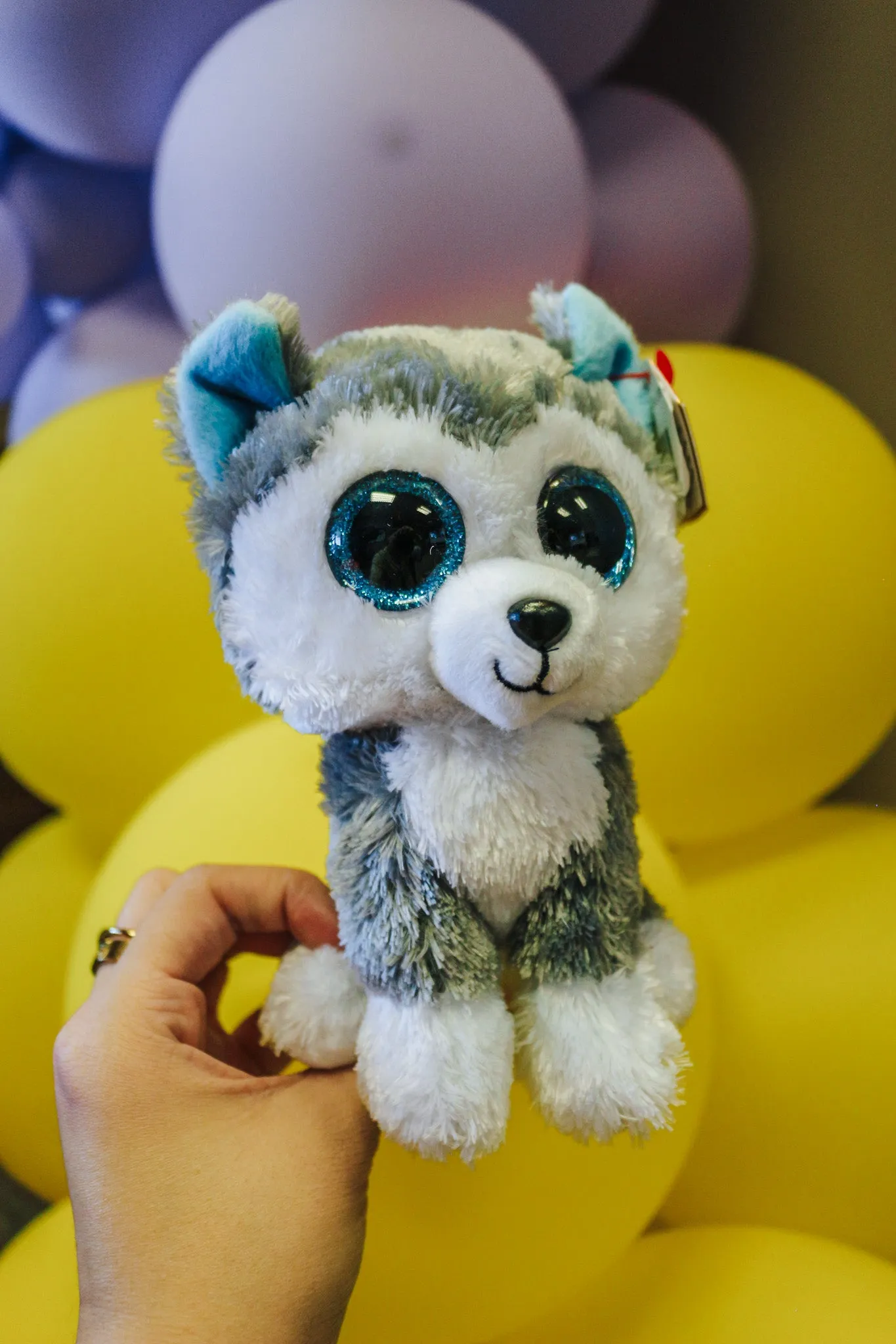 Slush Grey White Husky Beanie Baby