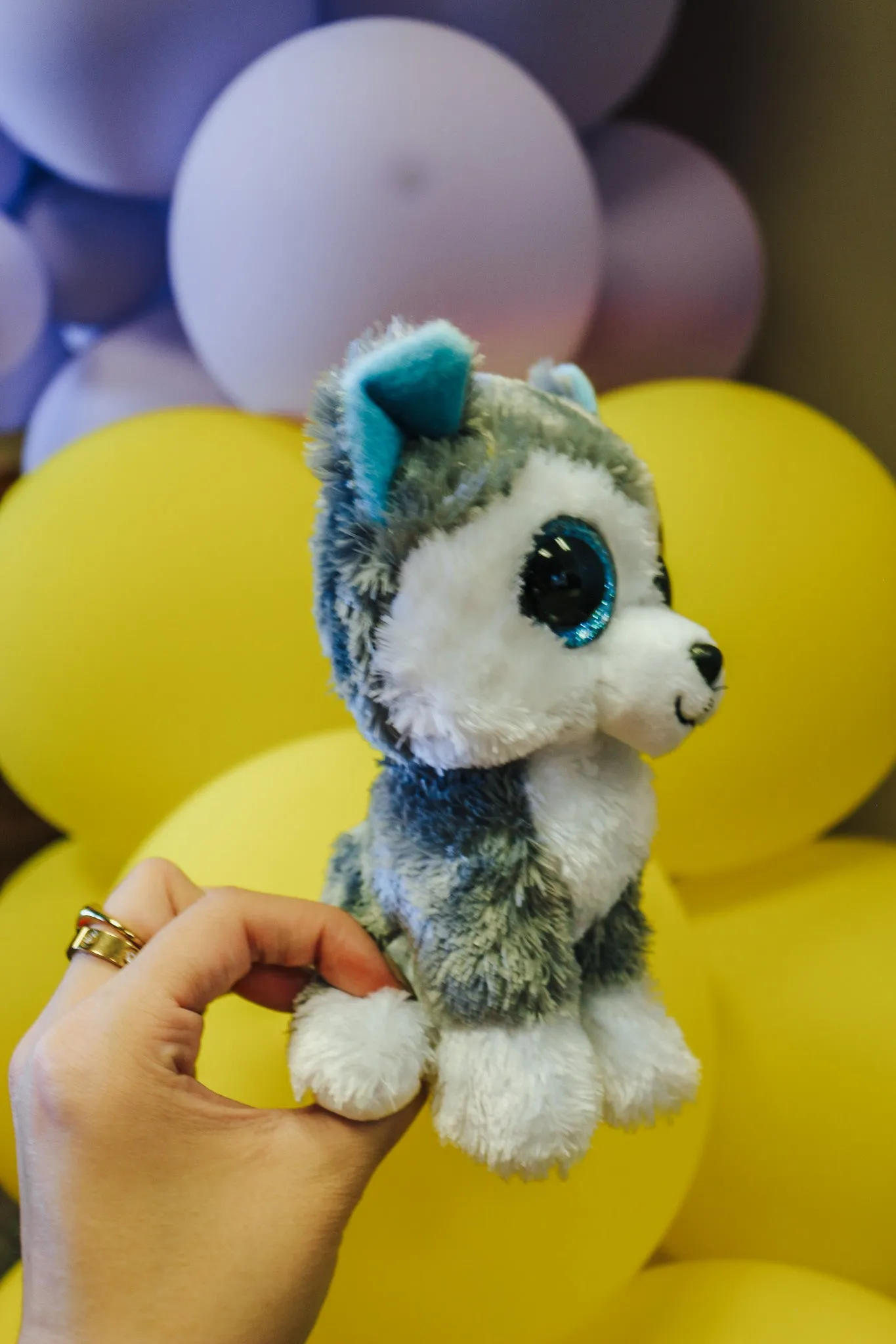 Slush Grey White Husky Beanie Baby