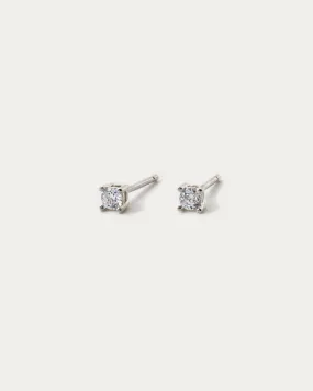 Solitaire Stud Earrings - Silver