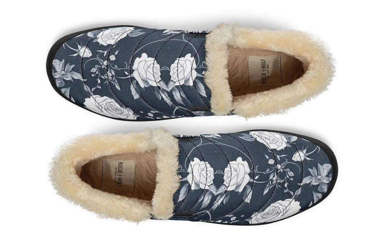 Steel Rose Romance Winter Sneakers - Warm & Easy Slip-On Shoes Lined with Vegan Wool with Anti-Slip Soles