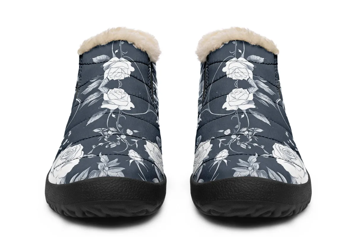 Steel Rose Romance Winter Sneakers - Warm & Easy Slip-On Shoes Lined with Vegan Wool with Anti-Slip Soles