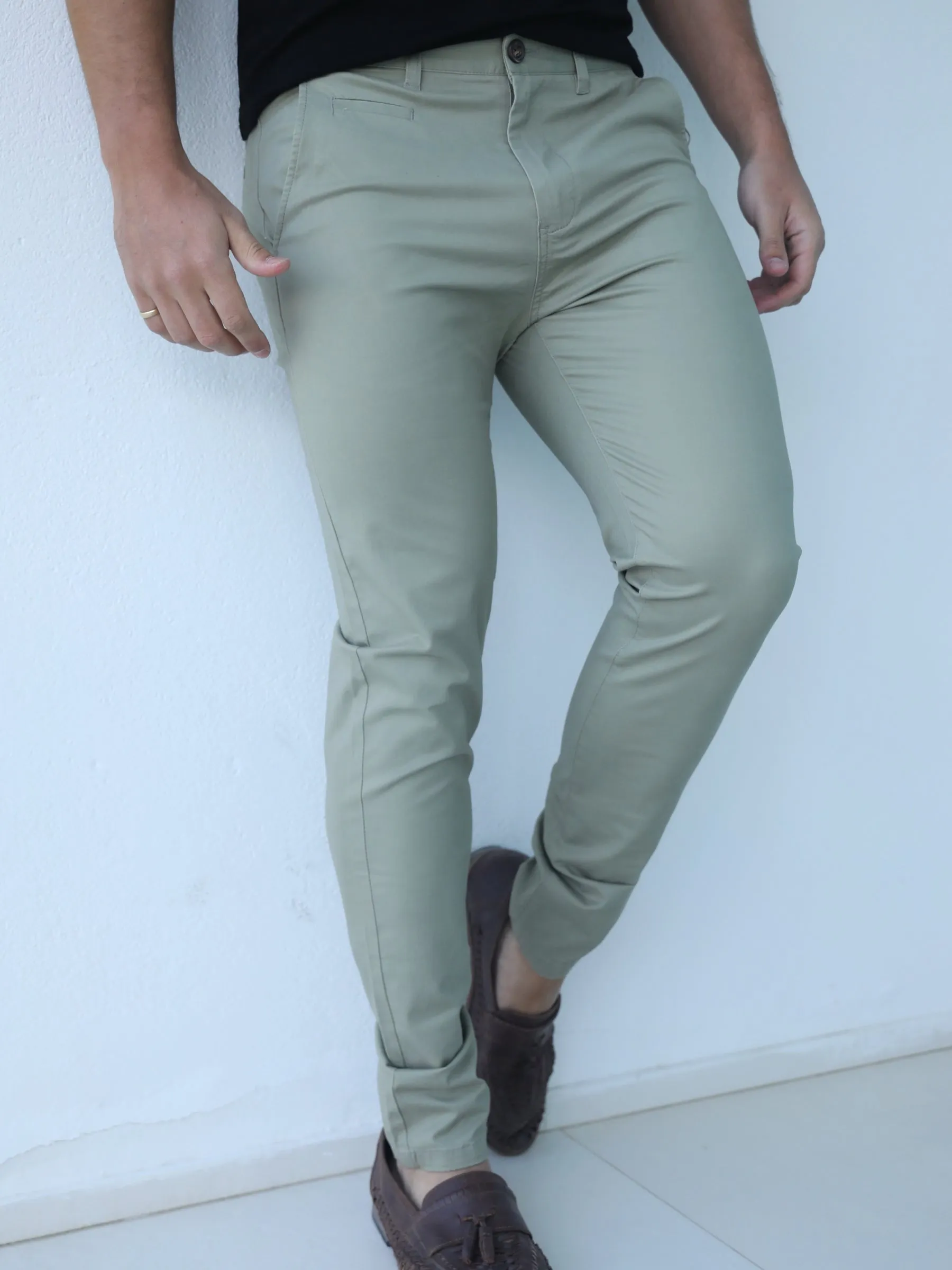 Stretch Chinos - Sage Green